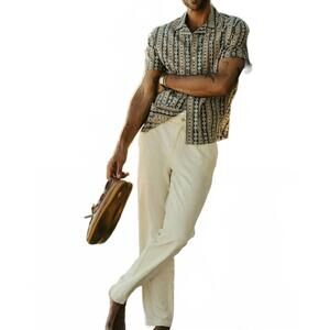 NEW FLINT AND TINDER cotton linen chinos in natural